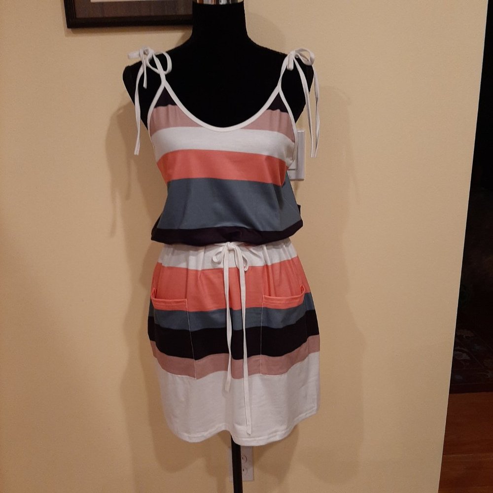 ETCYY   Colorblock Cotton Stripe Minidress